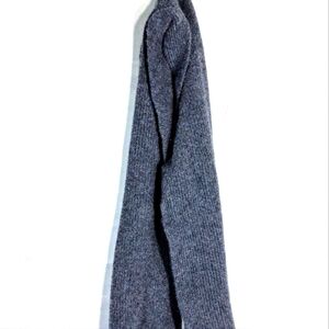 Lands End Scarf 9" X 48" Navy Cozy Flex Gray Wool Blend Winter/ Fall